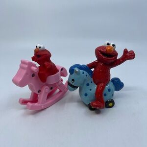 Lot of 2 Vintage Sesame Street Baby Elmo Ceramic and Plastic Please Read